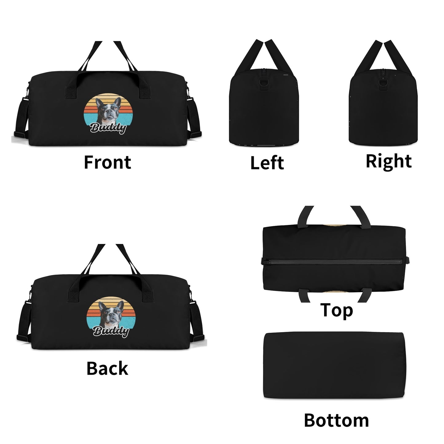 Custom Dog Sunset Vintage Retro Style Duffel Bags Sport Gym .