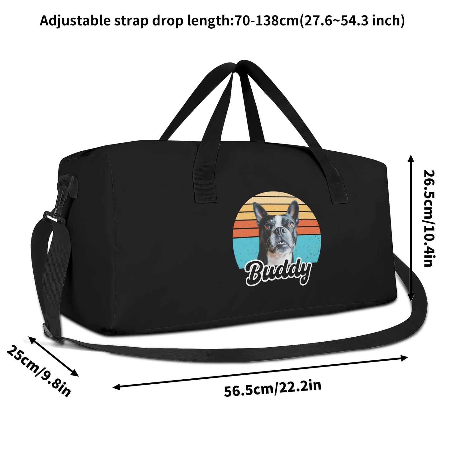 Custom Dog Sunset Vintage Retro Style Duffel Bags Sport Gym .
