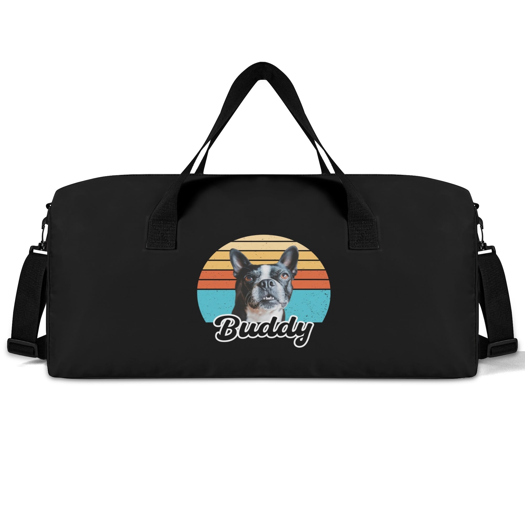 Custom Dog Sunset Vintage Retro Style Duffel Bags Sport Gym .