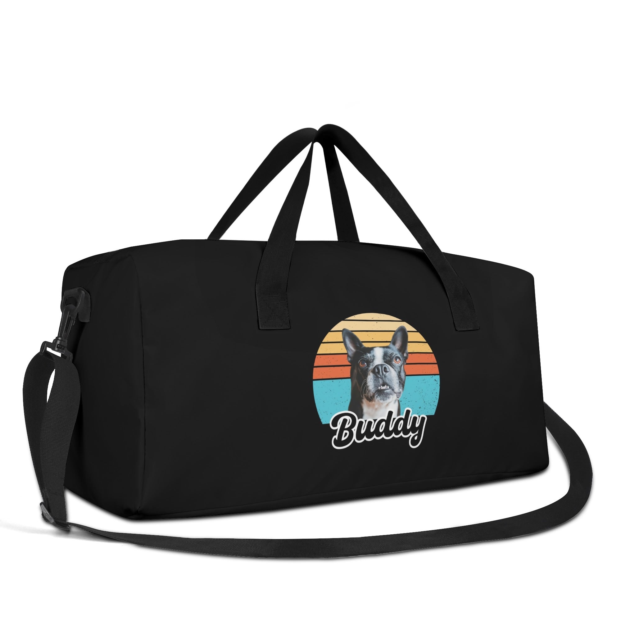 Custom Dog Sunset Vintage Retro Style Duffel Bags Sport Gym .