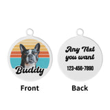 Custom Dog Sunset Vintage Retro Laser Metal Alloy Dog ID Tag