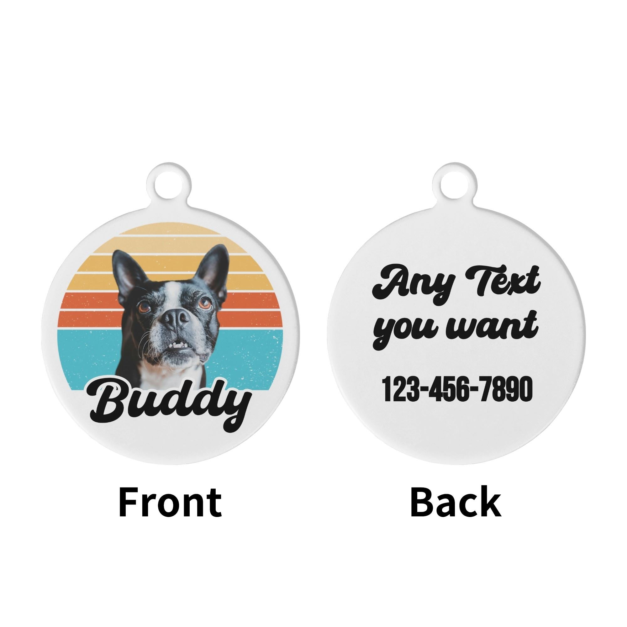 Custom Dog Sunset Vintage Retro Laser Metal Alloy Dog ID Tag