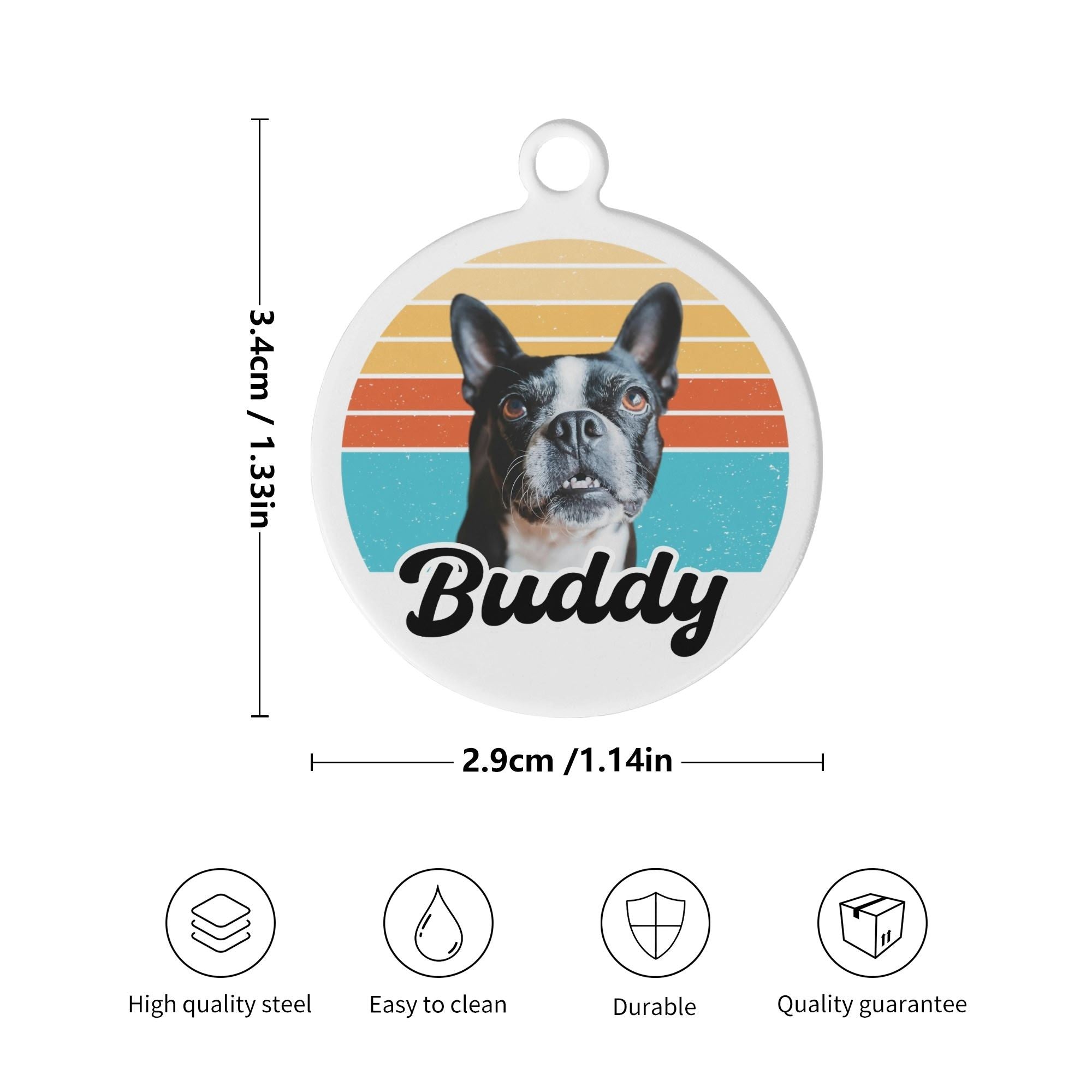 Custom Dog Sunset Vintage Retro Laser Metal Alloy Dog ID Tag