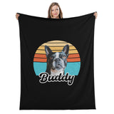 Custom Dog Sunset Vintage Retro Style Flannel Blanket - 4 Sizes .