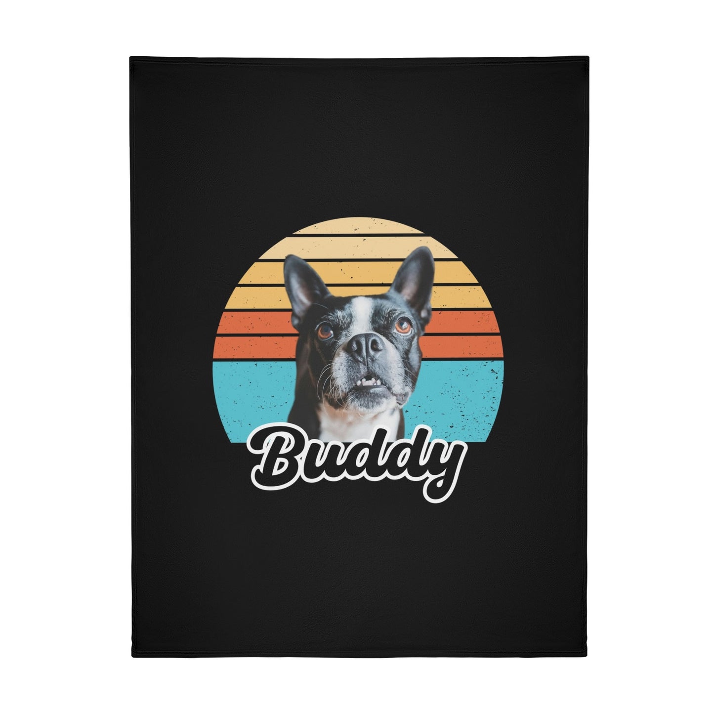 Custom Dog Sunset Vintage Retro Style Flannel Blanket - 4 Sizes .