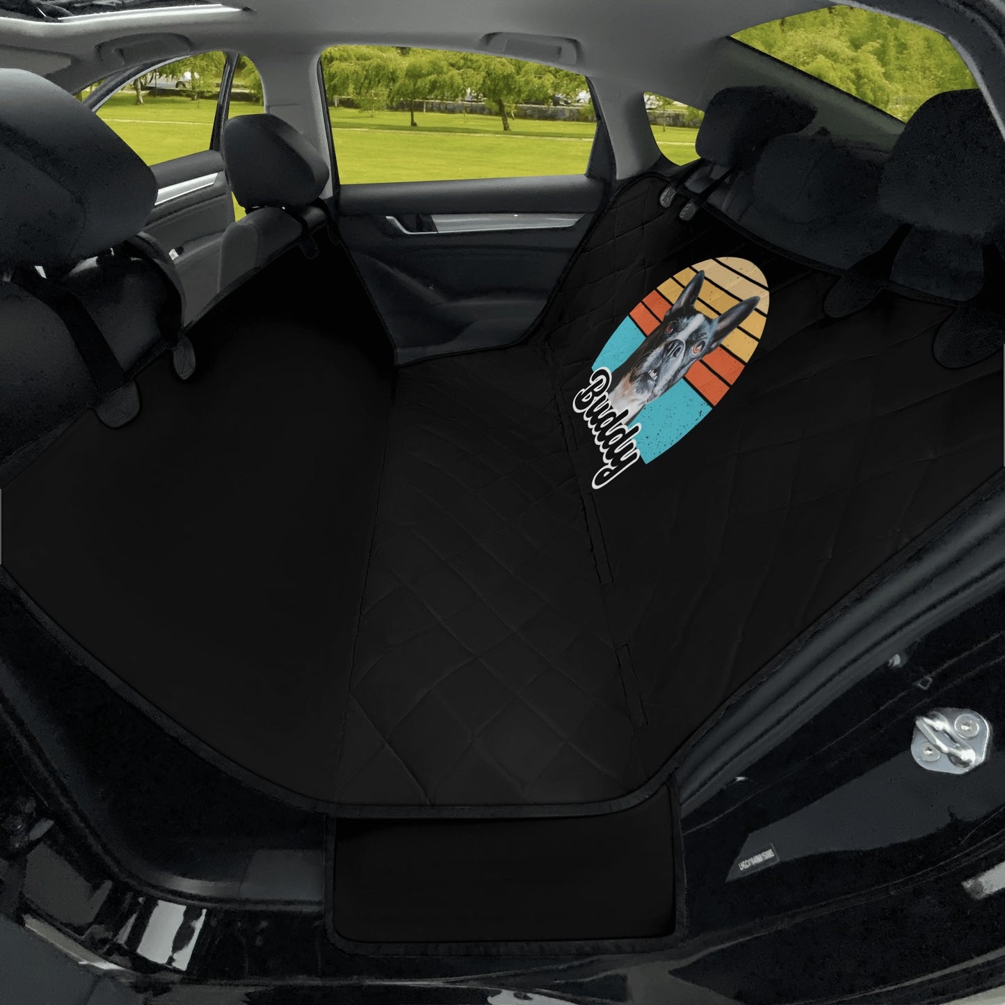 Custom Dog Sunset Vintage Retro Style Car Pet Seat Cover