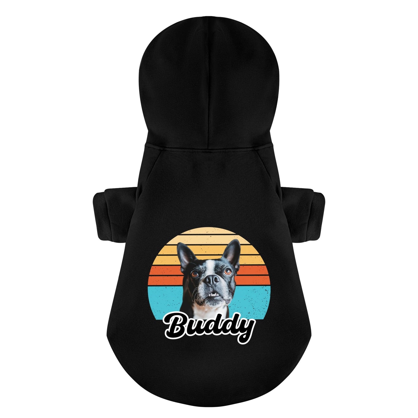 Custom Dog Sunset Vintage Retro Style 100% Cotton Pet Fleece Hoodie