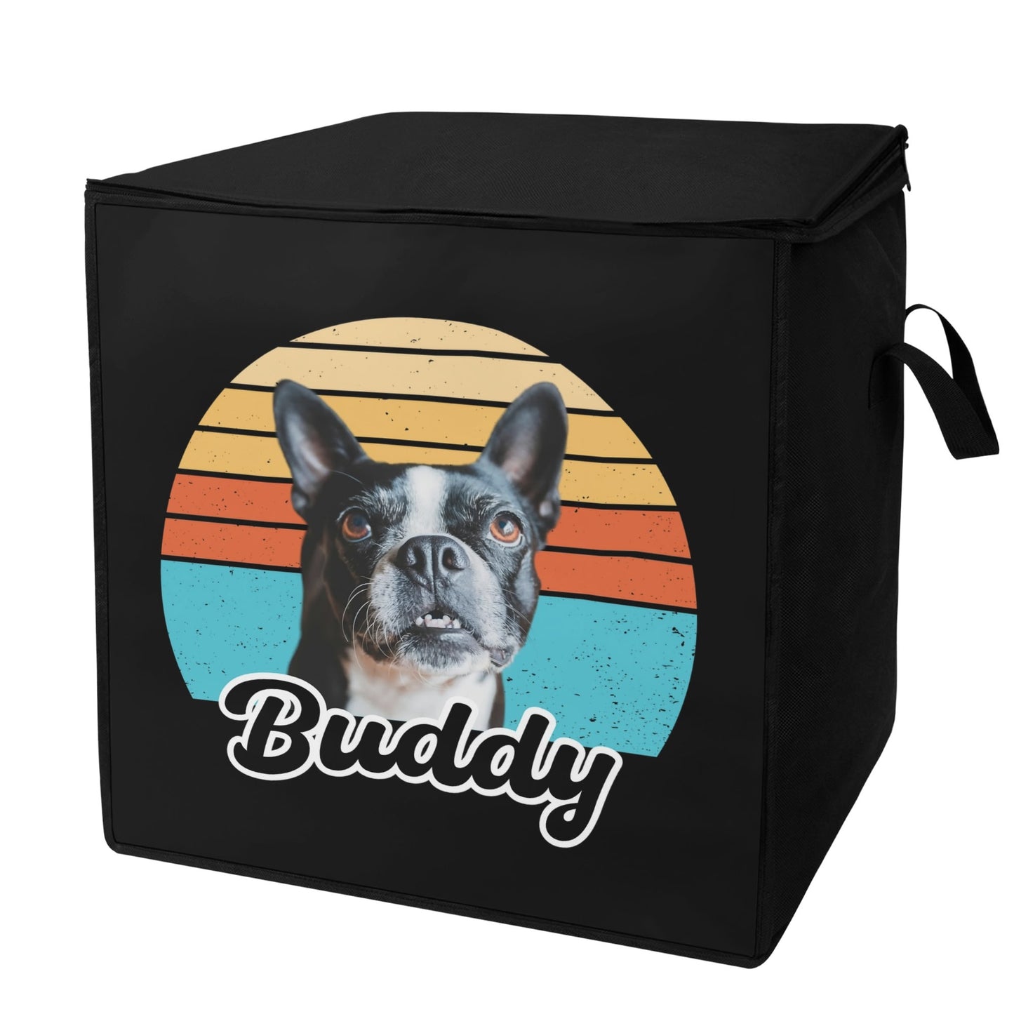 Custom Dog Sunset Vintage Retro Style Storage Box Bag . Default Title