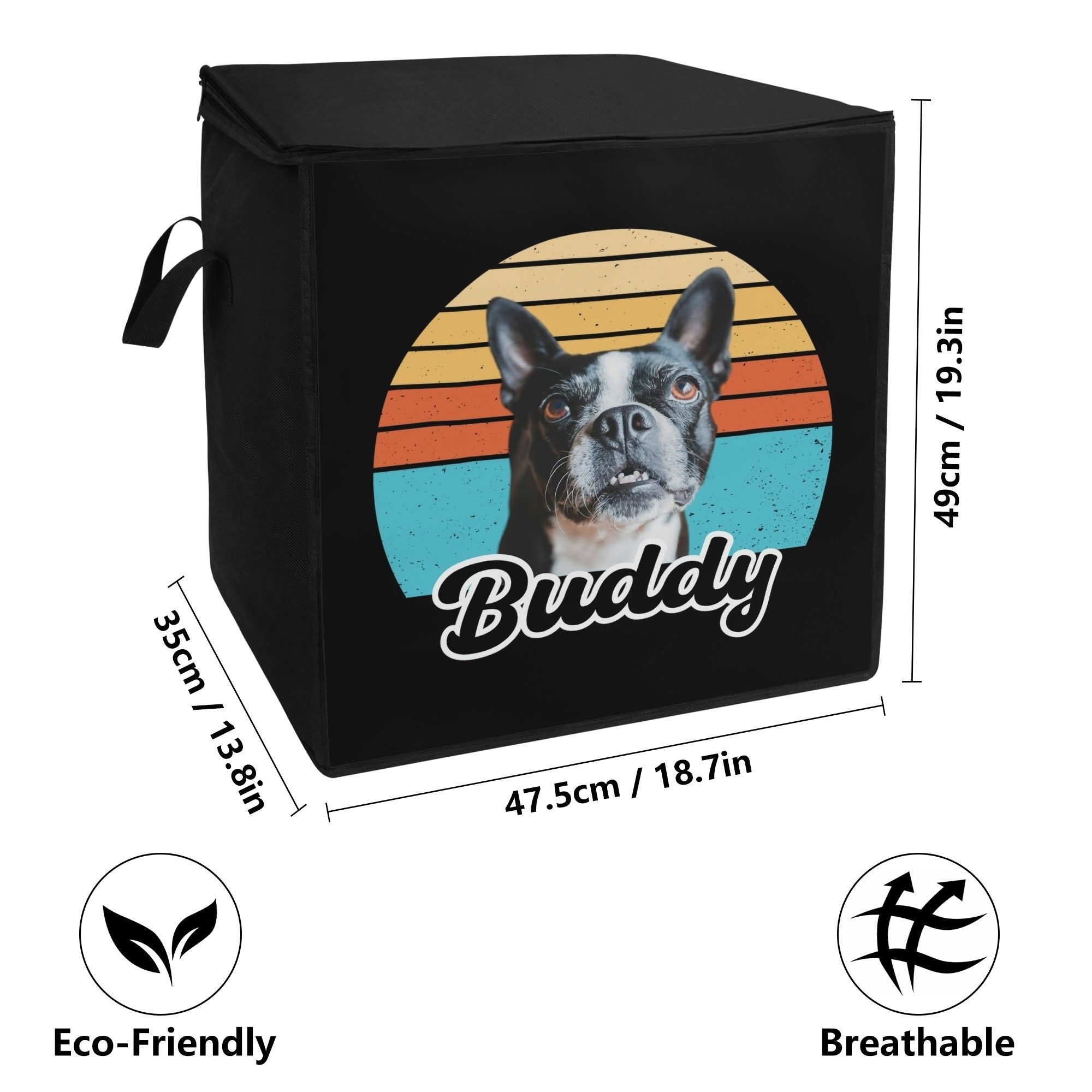 Custom Dog Sunset Vintage Retro Style Storage Box Bag .
