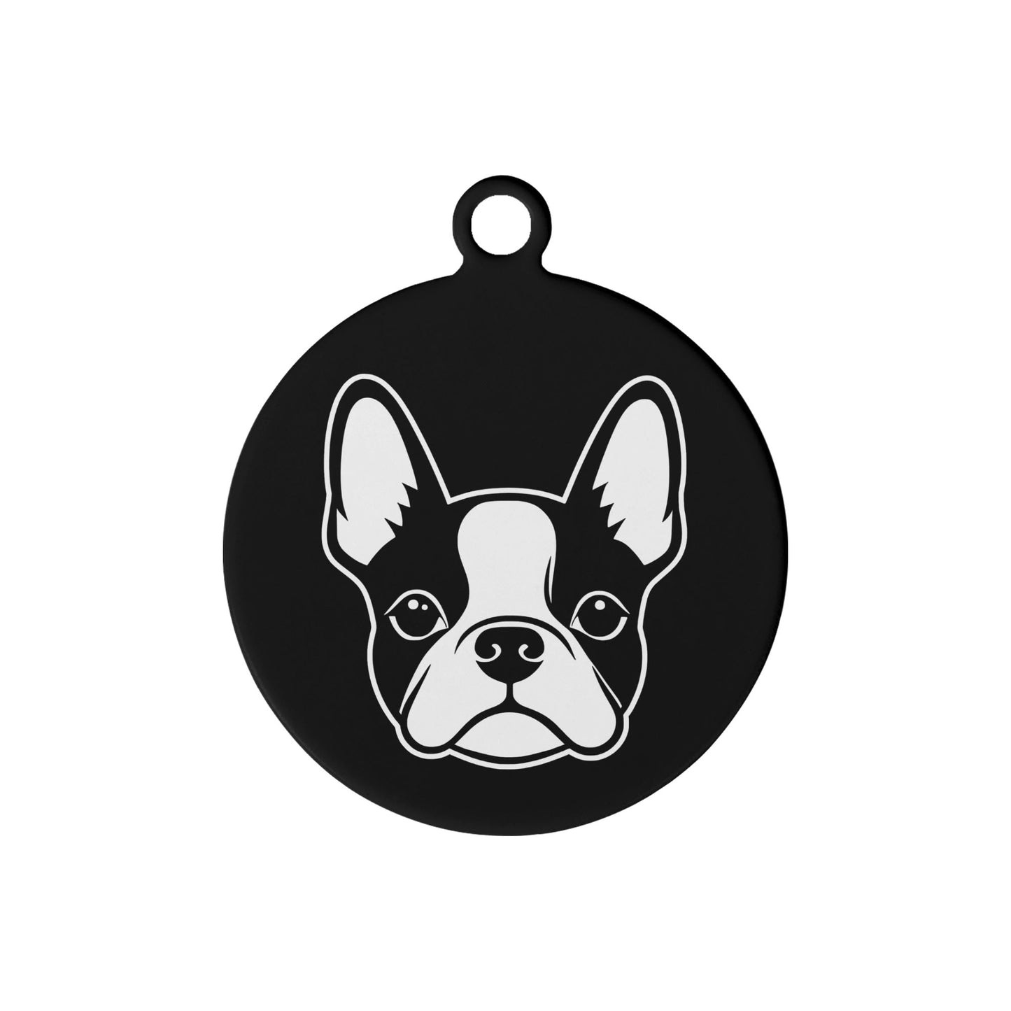 Bostie Face Laser Metal Alloy Dog ID Tag
