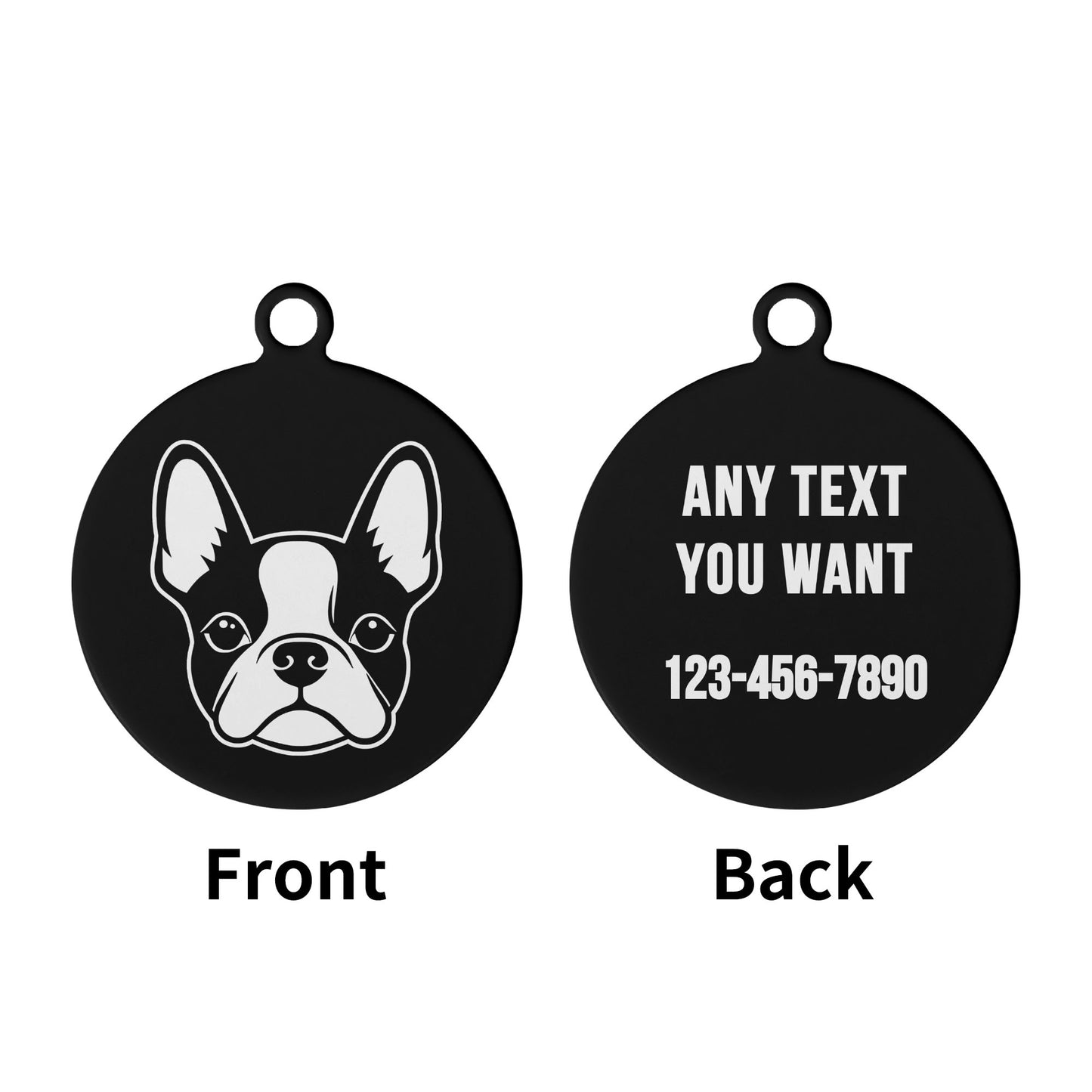 Bostie Face Laser Metal Alloy Dog ID Tag