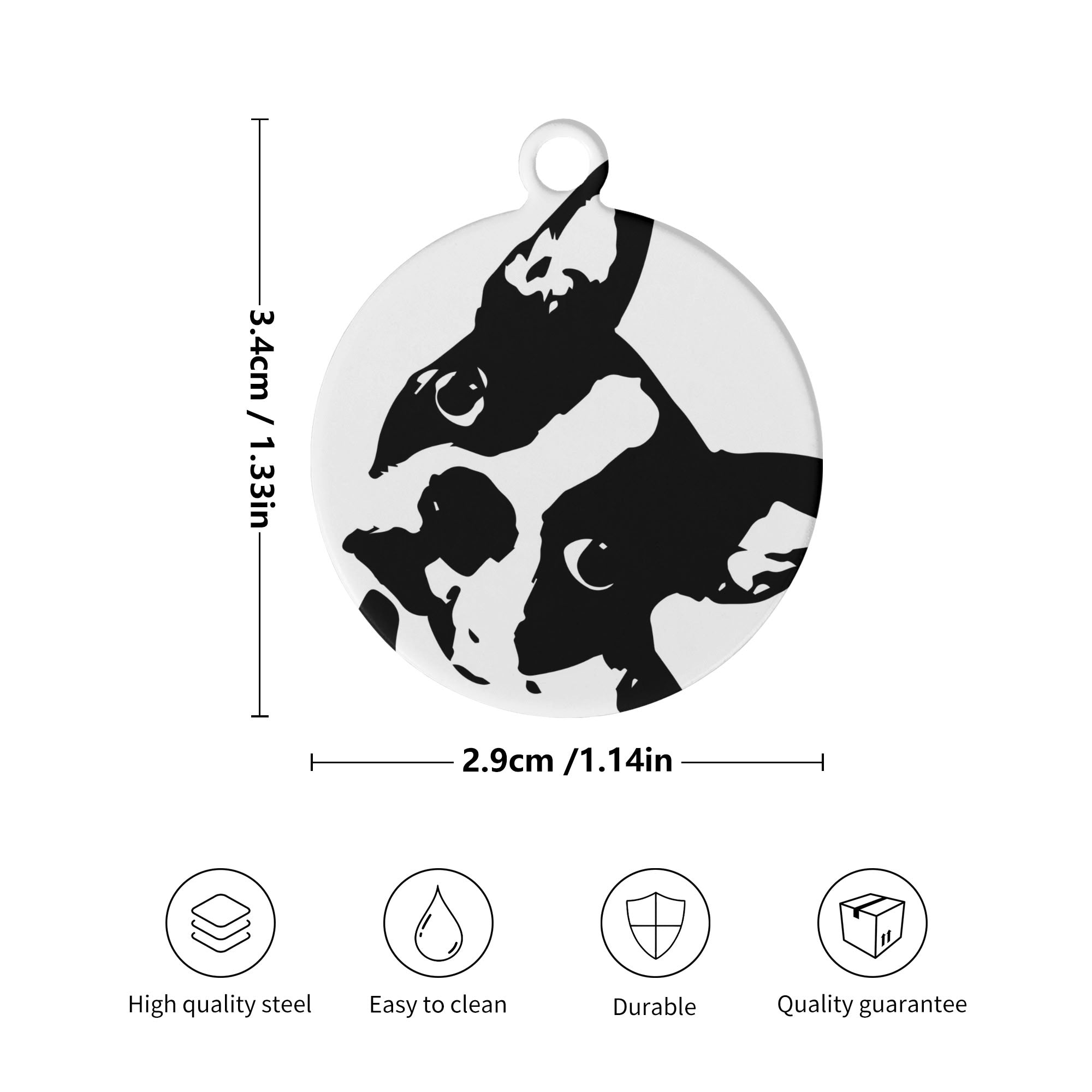 Custom Boston Terrier Dog Head Tilt Laser Metal Alloy Dog ID Tag