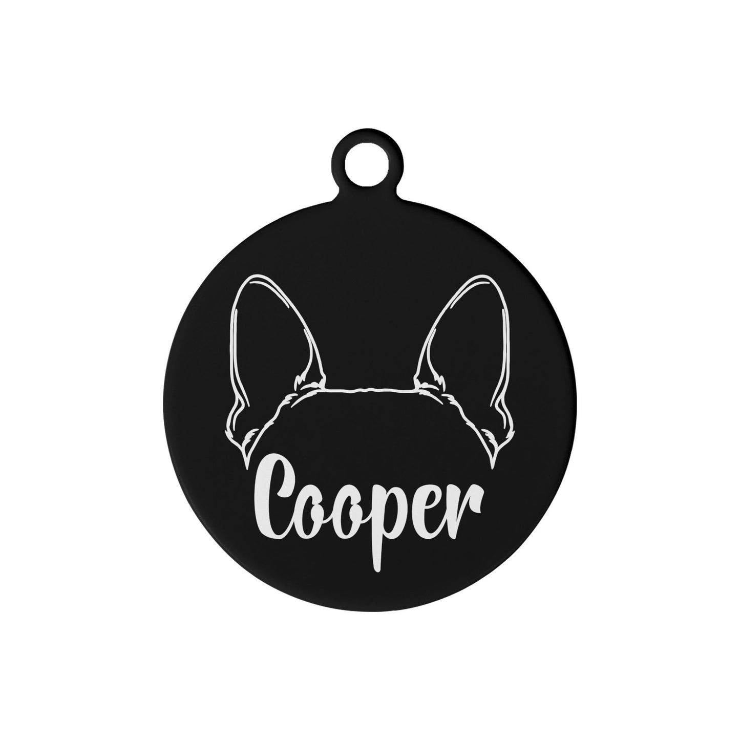 Boston Terrier Ears with Name Custom Laser Metal Alloy Dog ID Tag
