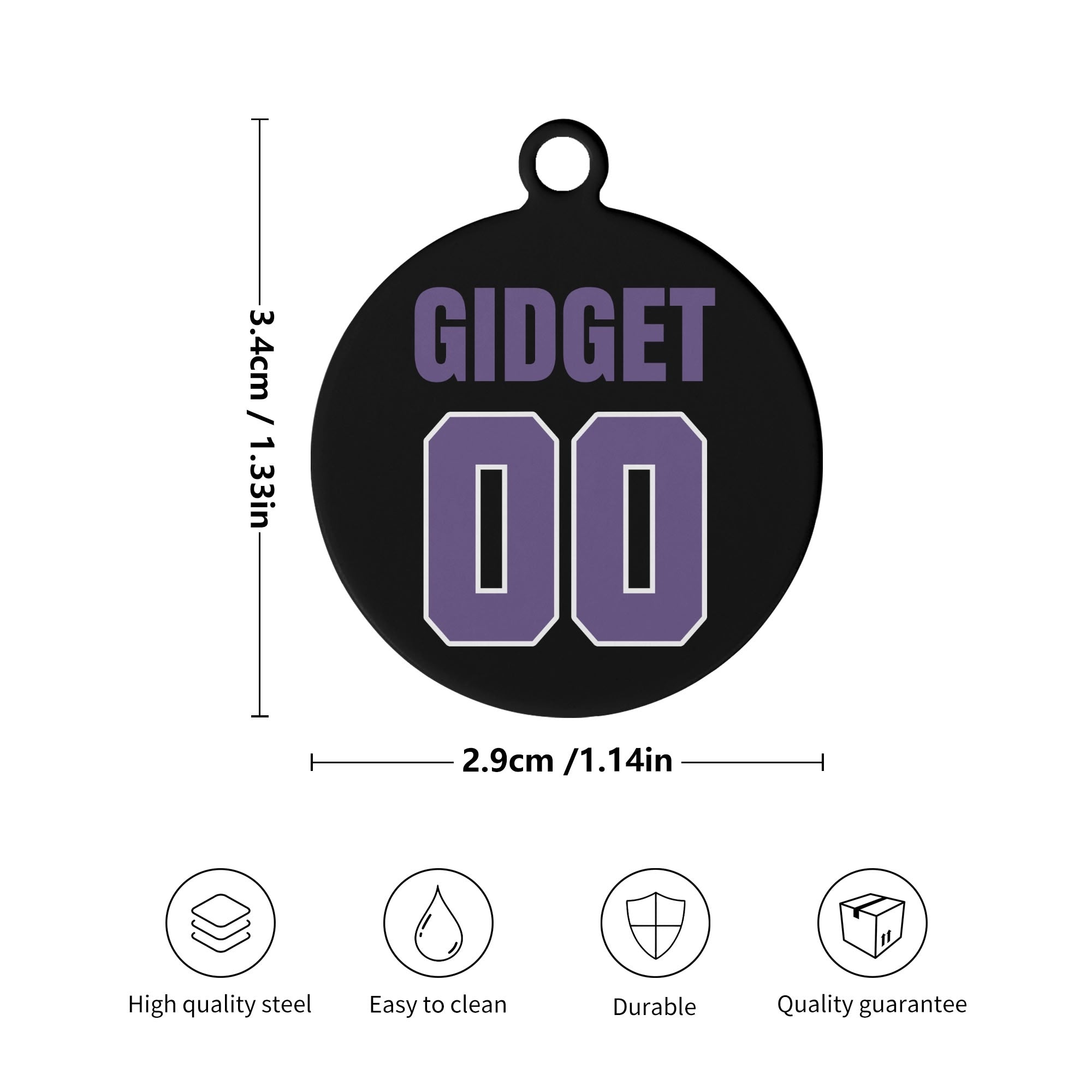 Personalized Laser Metal Alloy Dog ID Tag with Custom Name and Number