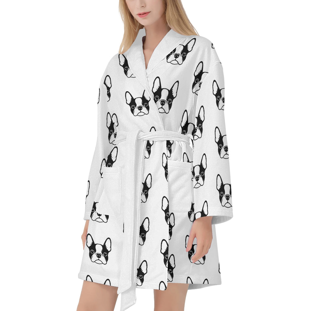 Bostie Faces Womens Short Bathrobe