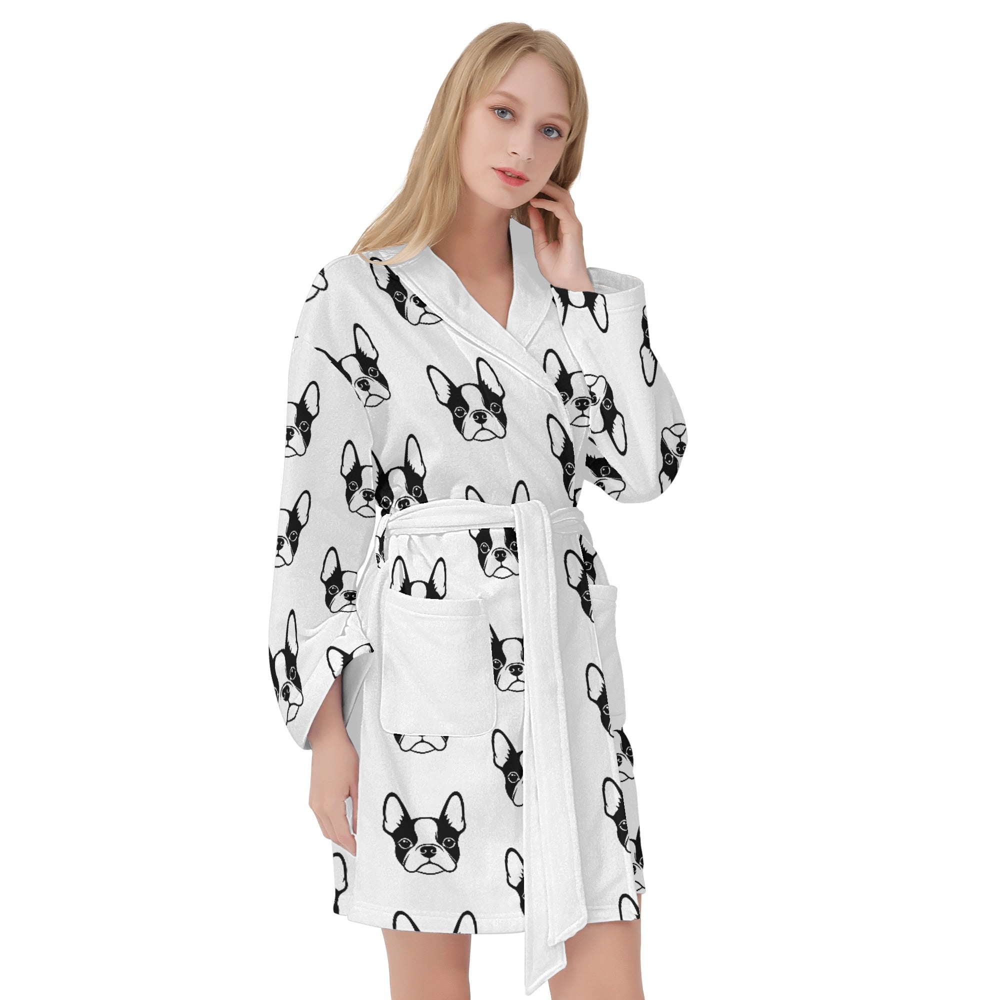 Bostie Faces Womens Short Bathrobe