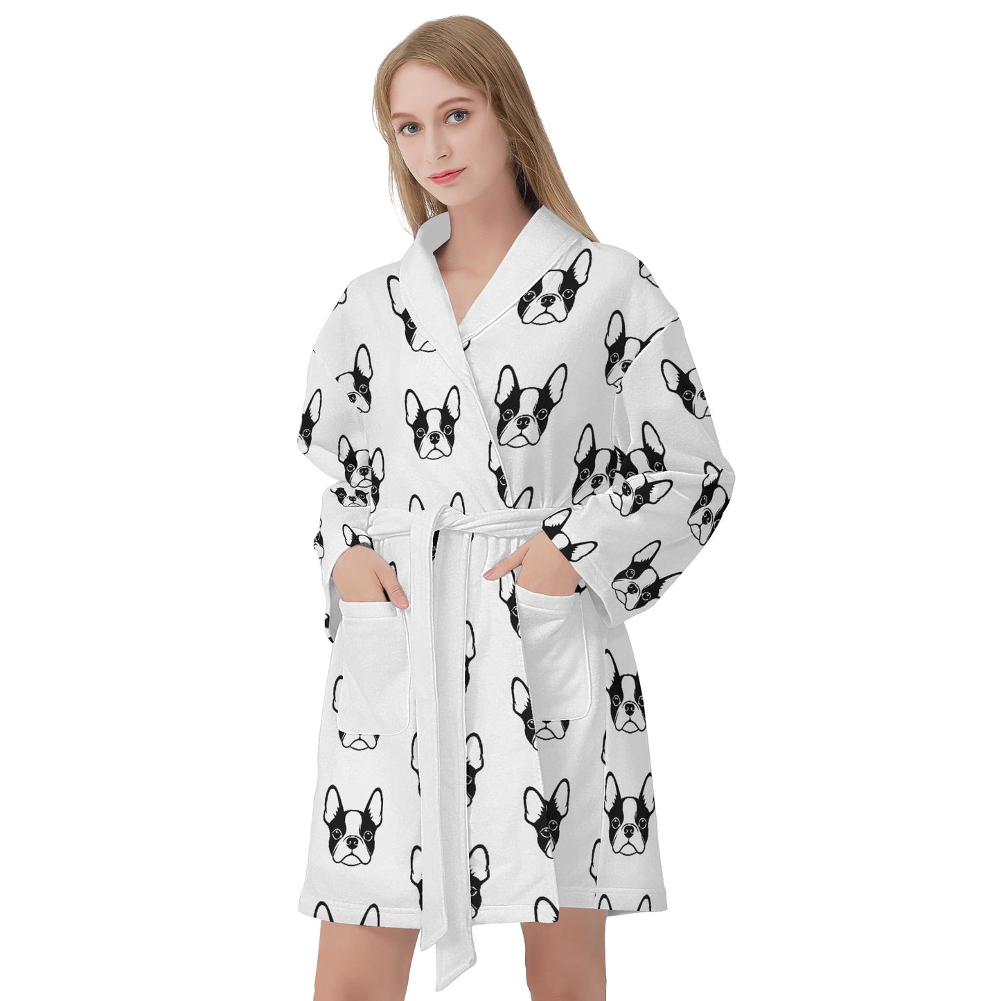 Bostie Faces Womens Short Bathrobe