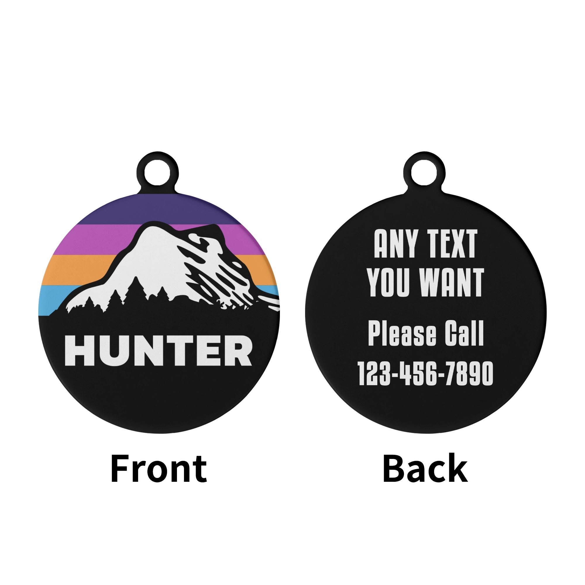 Outdoor Mountain Personalized Laser Metal Alloy Dog ID Tag with Custom Name and Number .