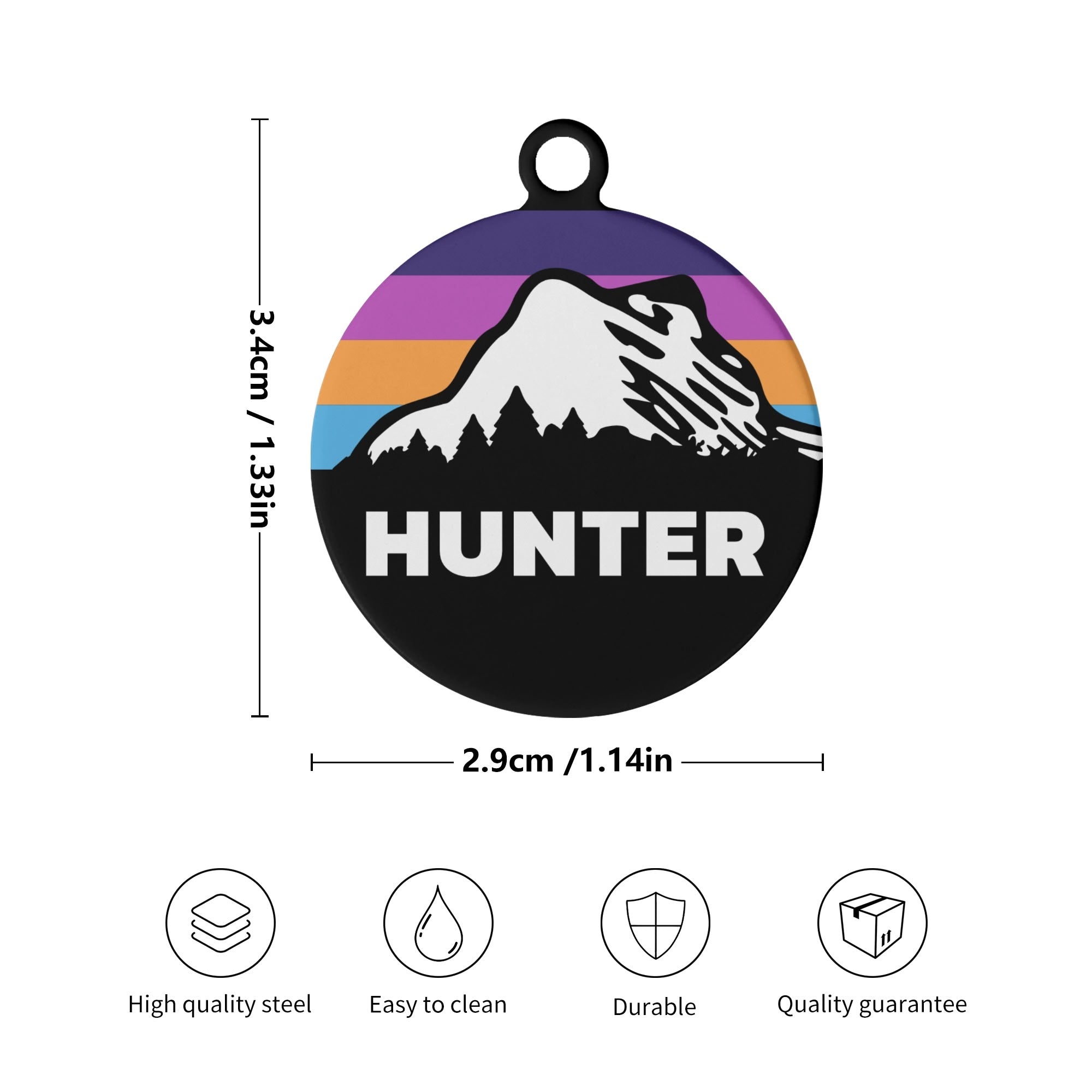 Outdoor Mountain Personalized Laser Metal Alloy Dog ID Tag with Custom Name and Number .
