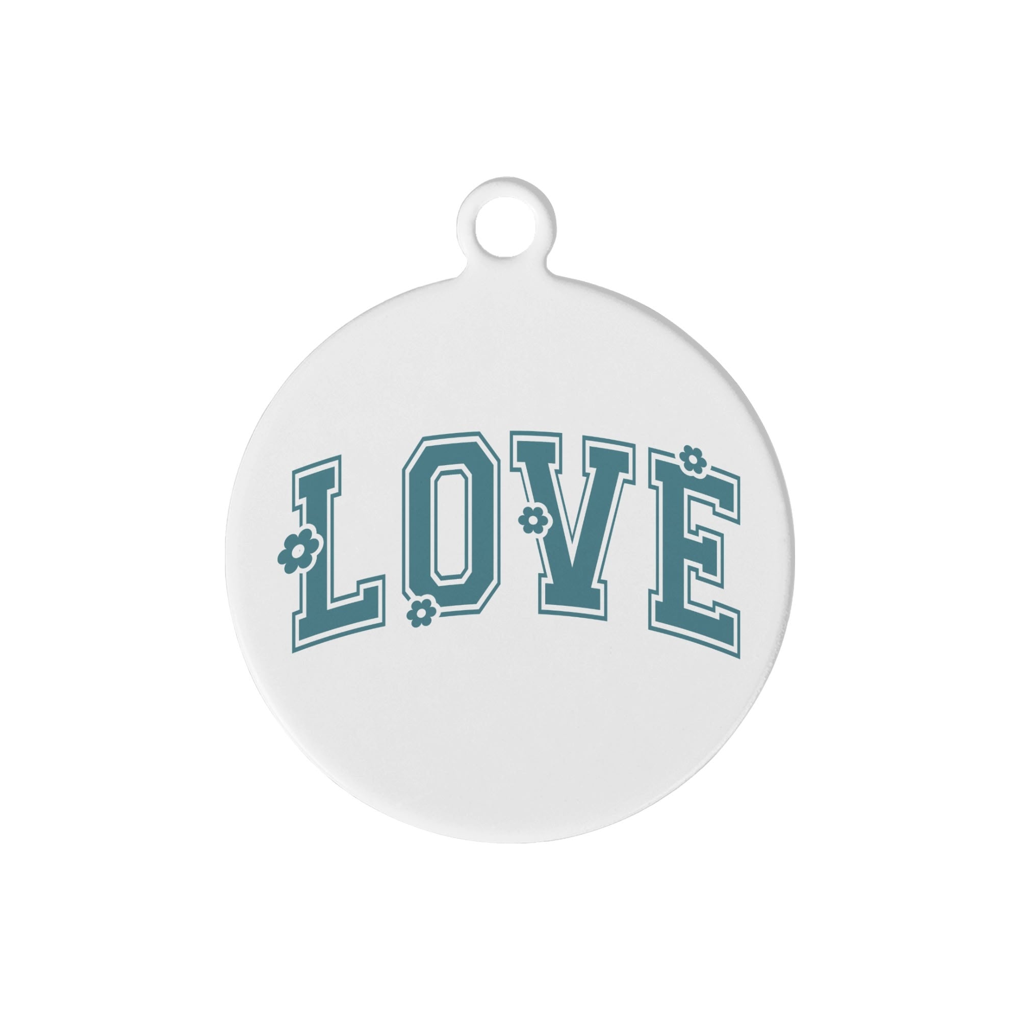 Love Varsity Personalized Laser Metal Alloy Dog ID Tag with Custom Name and Number