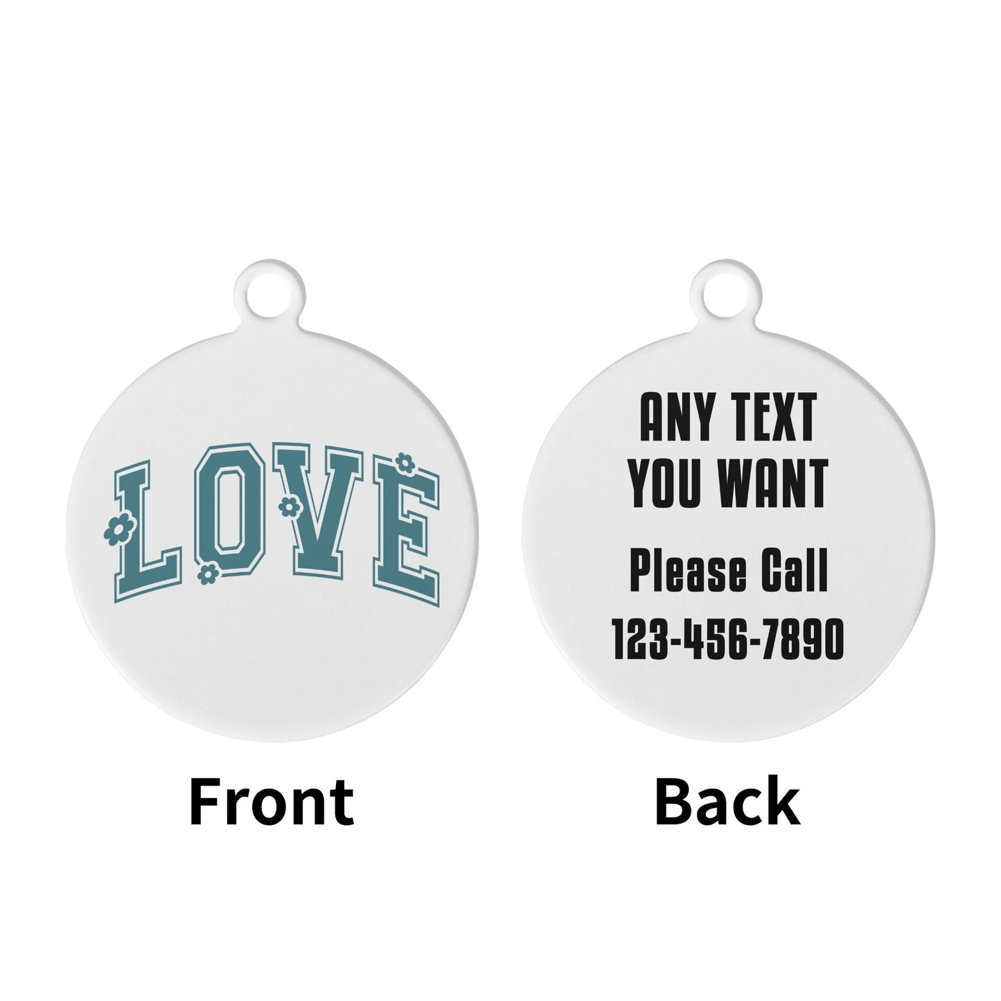 Love Varsity Personalized Laser Metal Alloy Dog ID Tag with Custom Name and Number