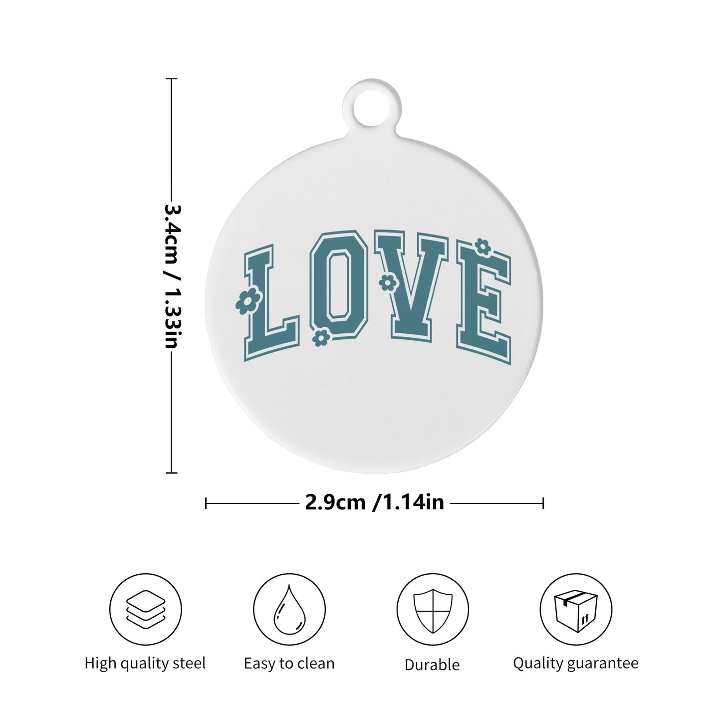 Love Varsity Personalized Laser Metal Alloy Dog ID Tag with Custom Name and Number