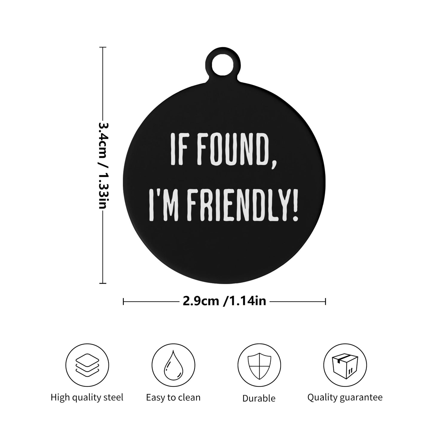 If Found, Im Friendly Custom Laser Metal Alloy Dog ID Tag
