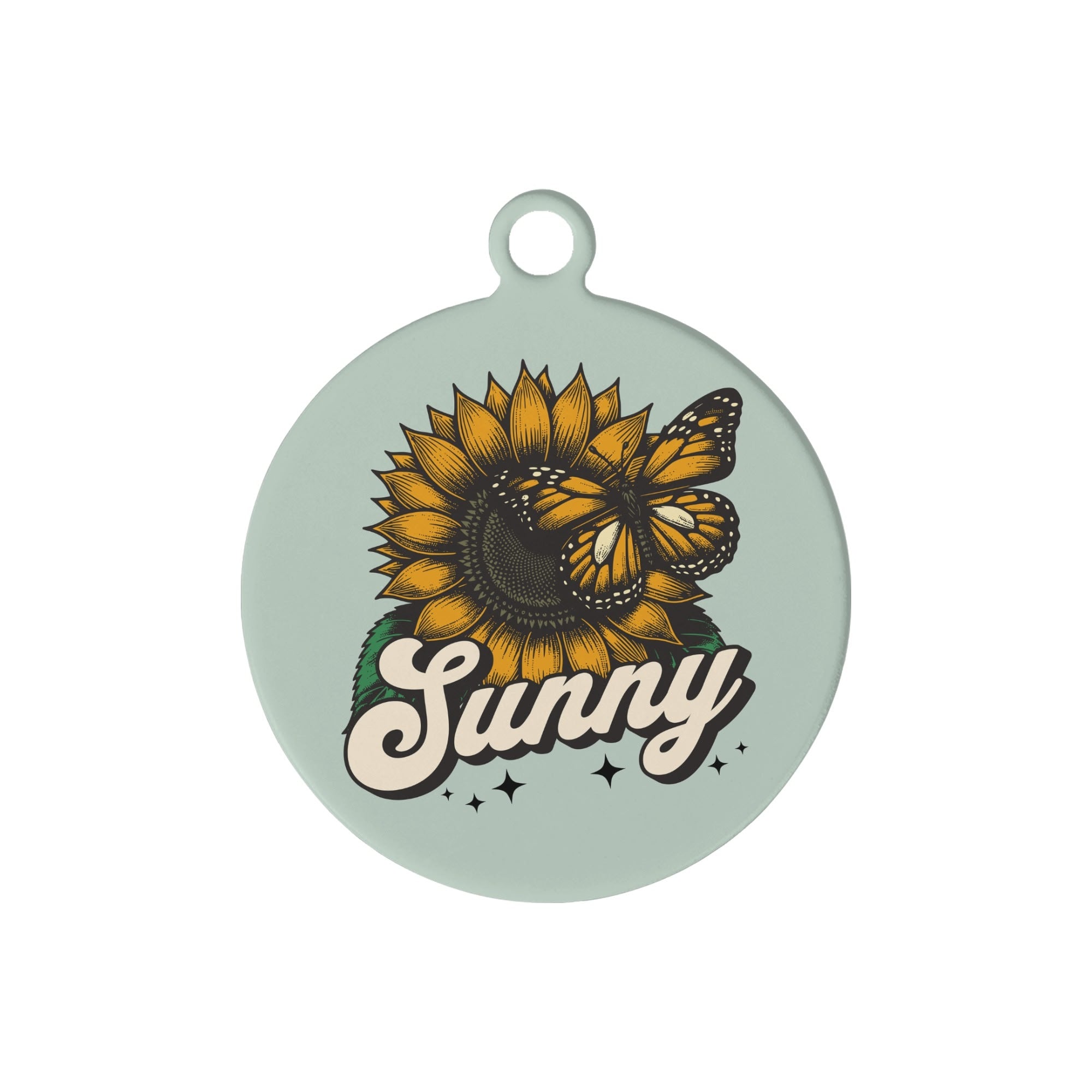 Sunflower and Butterfly Custom Laser Metal Alloy Dog ID Tag