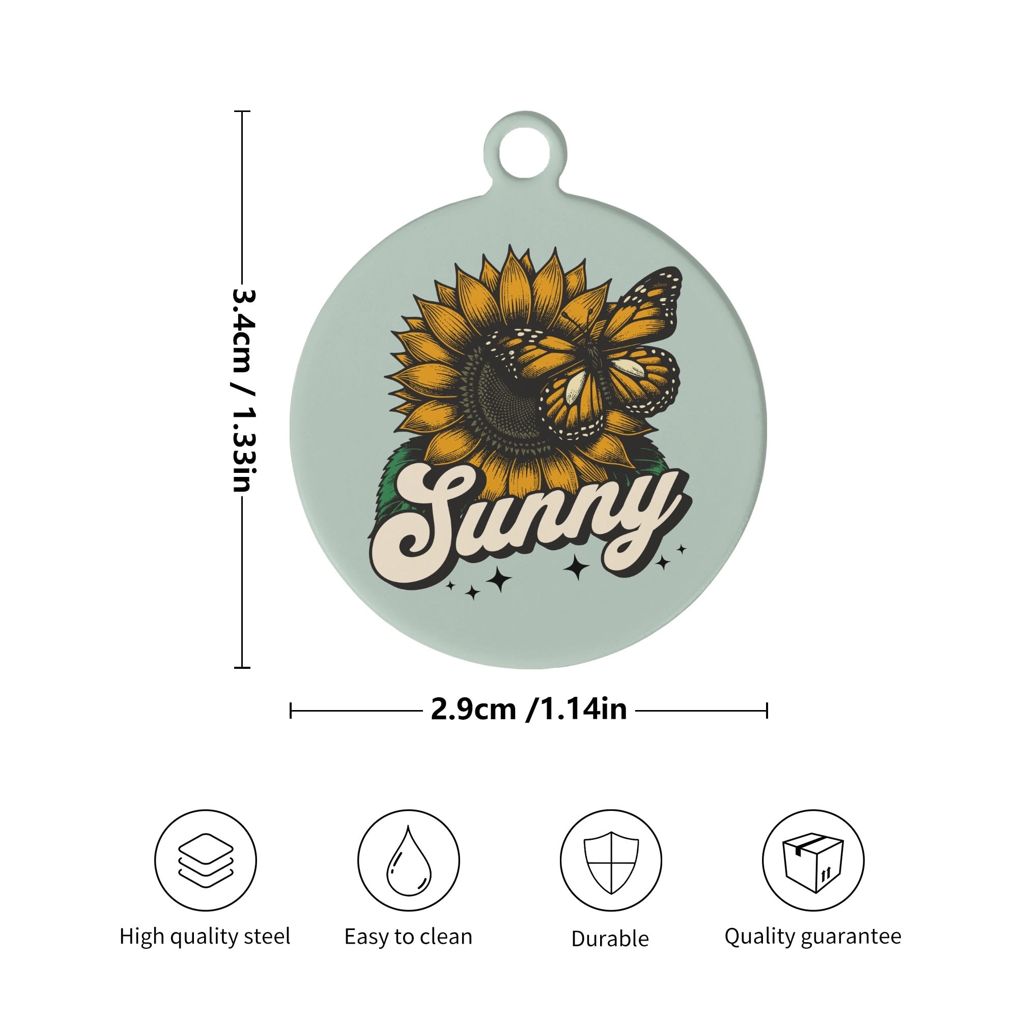 Sunflower and Butterfly Custom Laser Metal Alloy Dog ID Tag