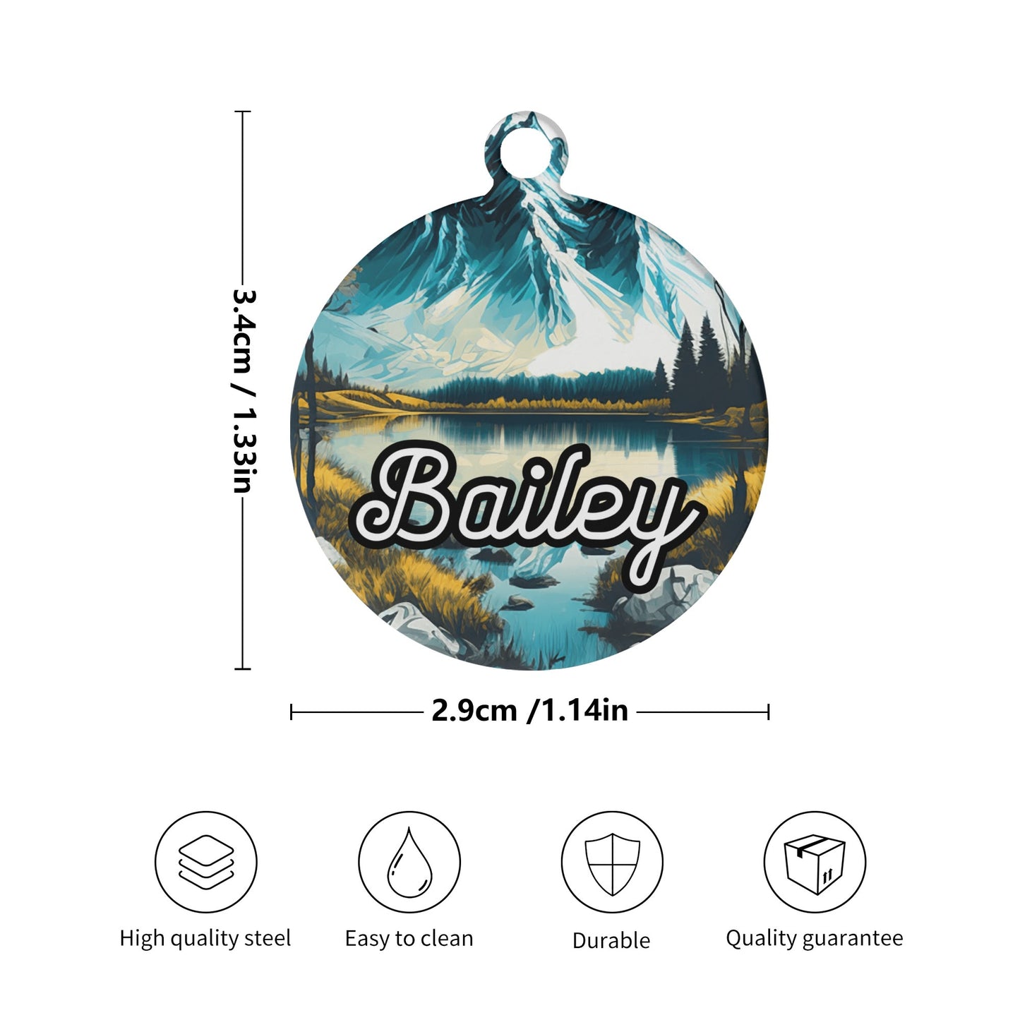 Serene River Scenery Custom Laser Metal Alloy Dog ID Tag