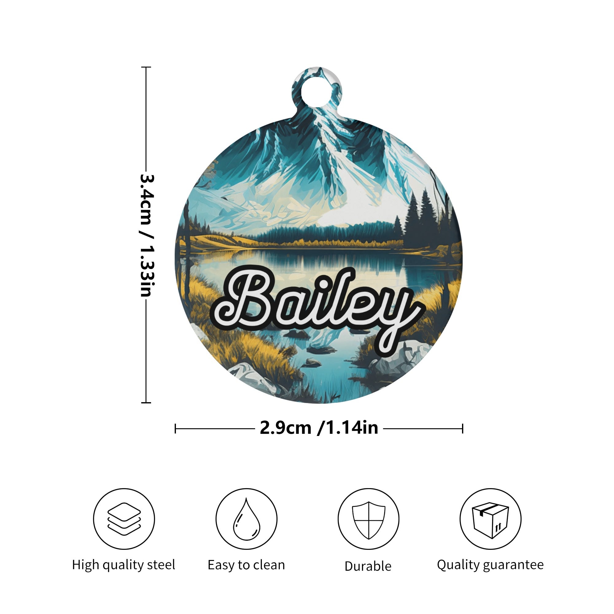 Serene River Scenery Custom Laser Metal Alloy Dog ID Tag