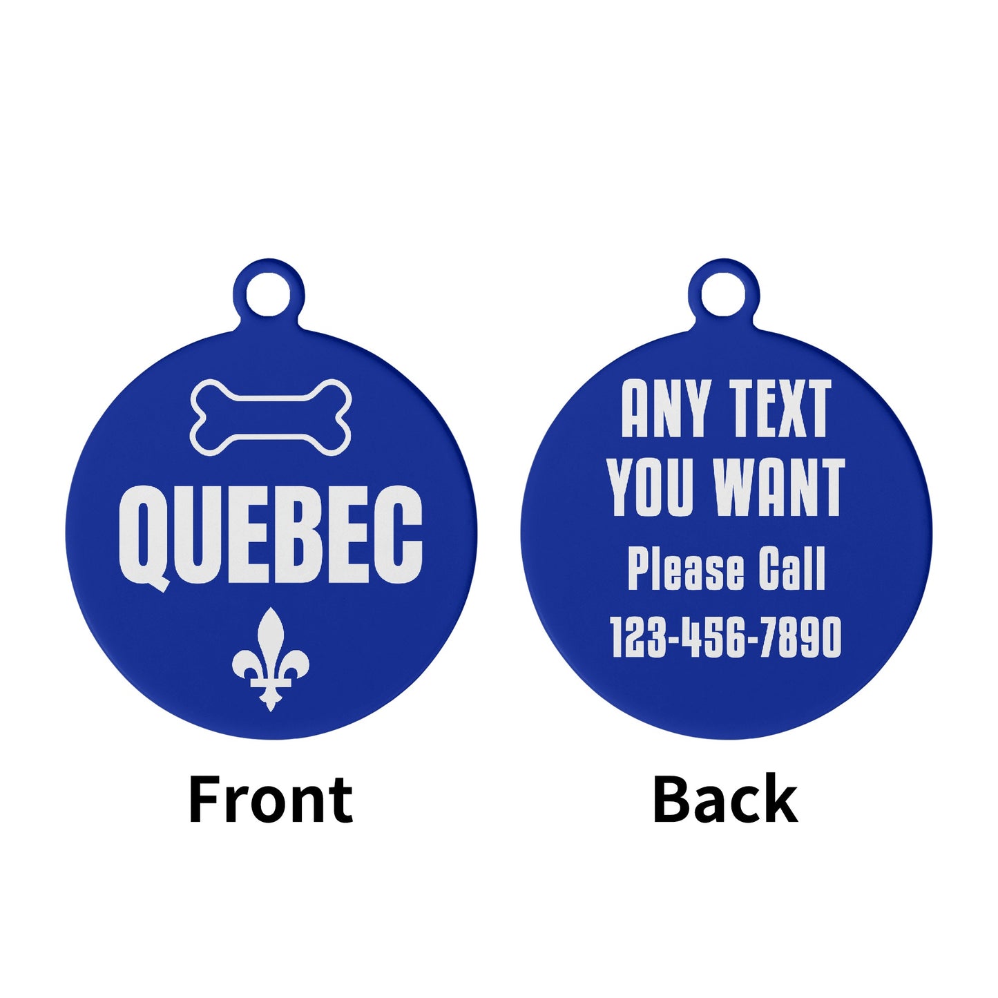 Quebec Custom Laser Metal Alloy Dog ID Tag