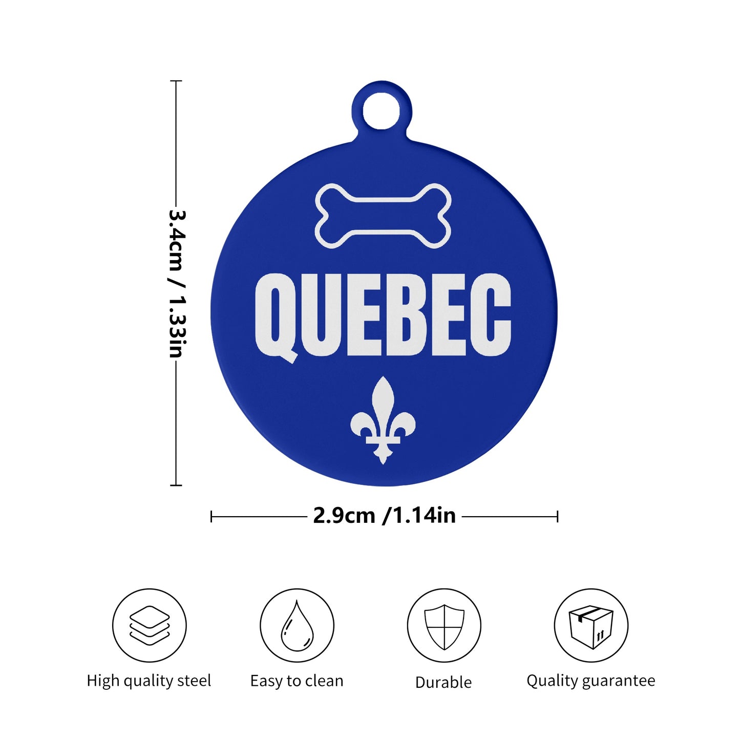 Quebec Custom Laser Metal Alloy Dog ID Tag
