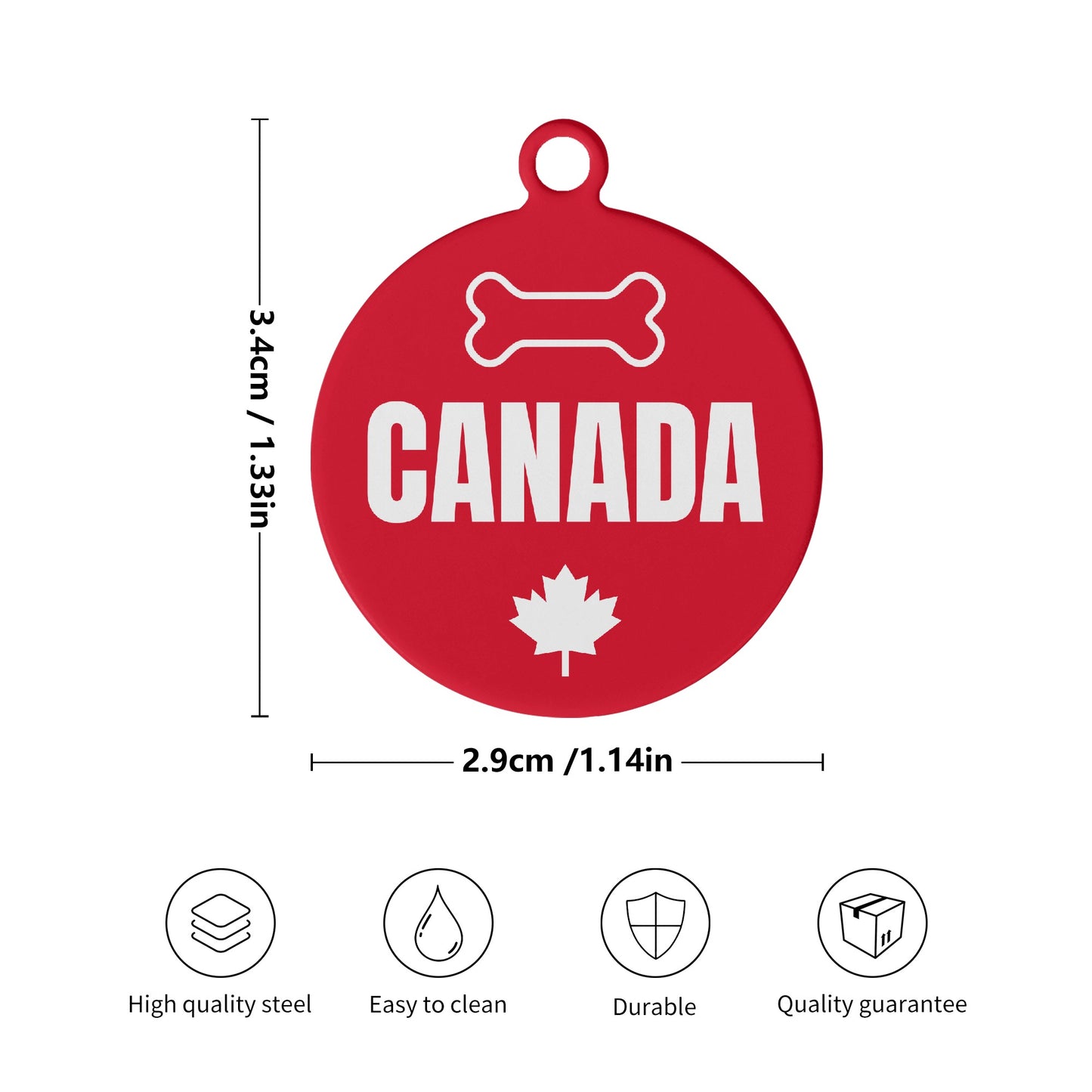 Canada Custom Laser Metal Alloy Dog ID Tag