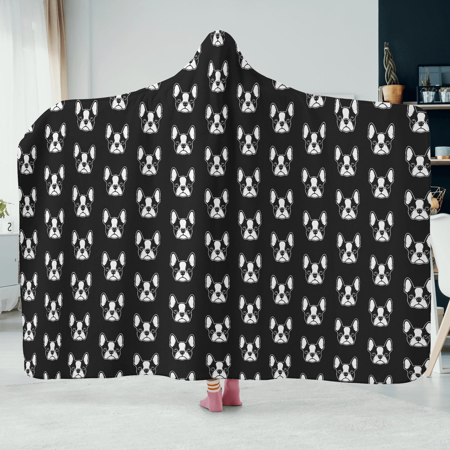 Bostie Faces Hooded Blanket for Adults and Kids