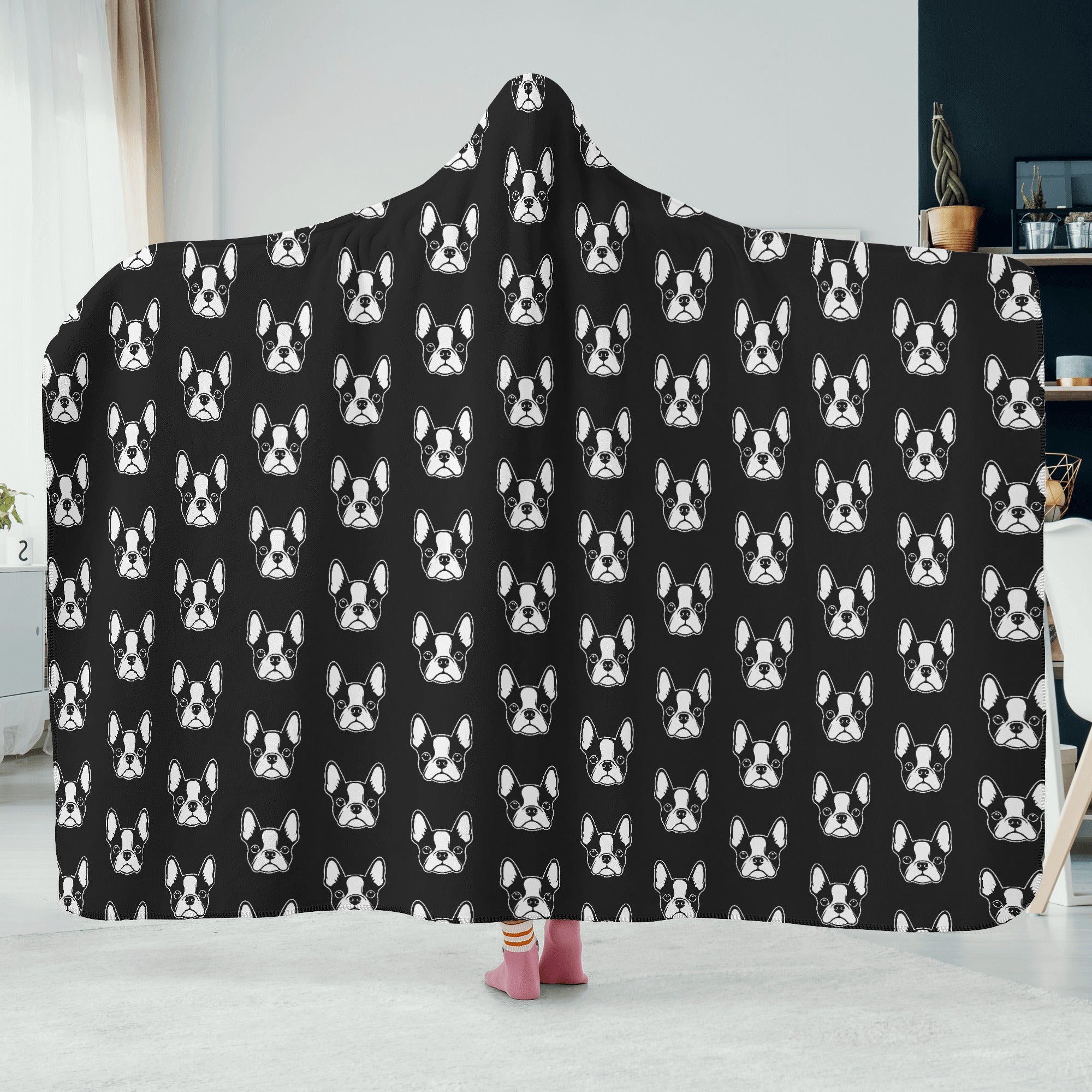 Bostie Faces Hooded Blanket for Adults and Kids