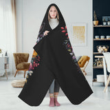 Floral Boston Terrier Dog Hooded Blanket for Adults and Kids