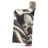 Senior Boston Terrier Dog Sleeping Peacefully Hooded Blanket for Adults and Kids
