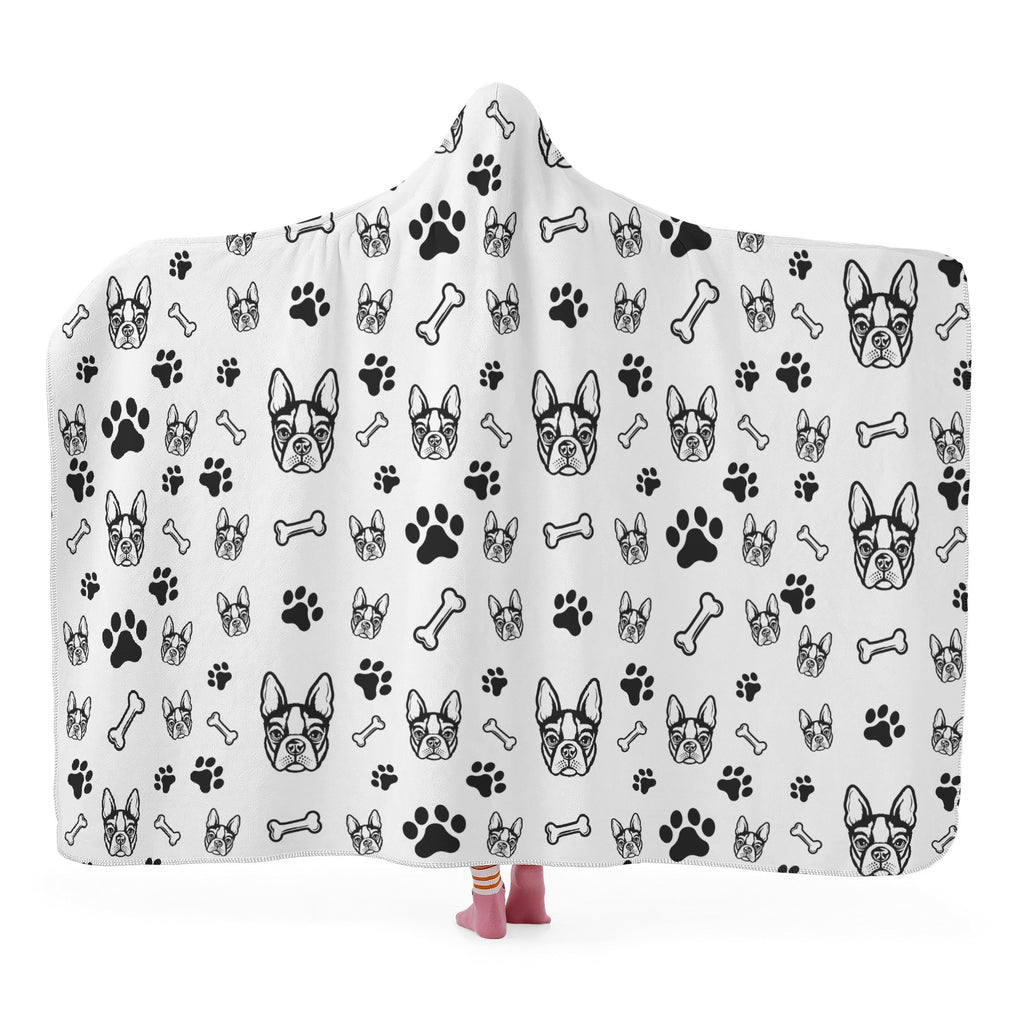 Boston Terrier Hooded Blanket for Adults and Kids