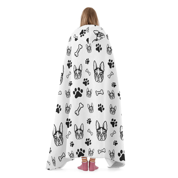 Boston Terrier Hooded Blanket for Adults and Kids