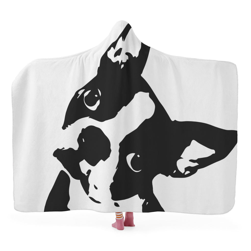 Boston Terrier Head Tilt Hooded Blanket for Adults and Kids