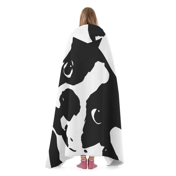 Boston Terrier Head Tilt Hooded Blanket for Adults and Kids