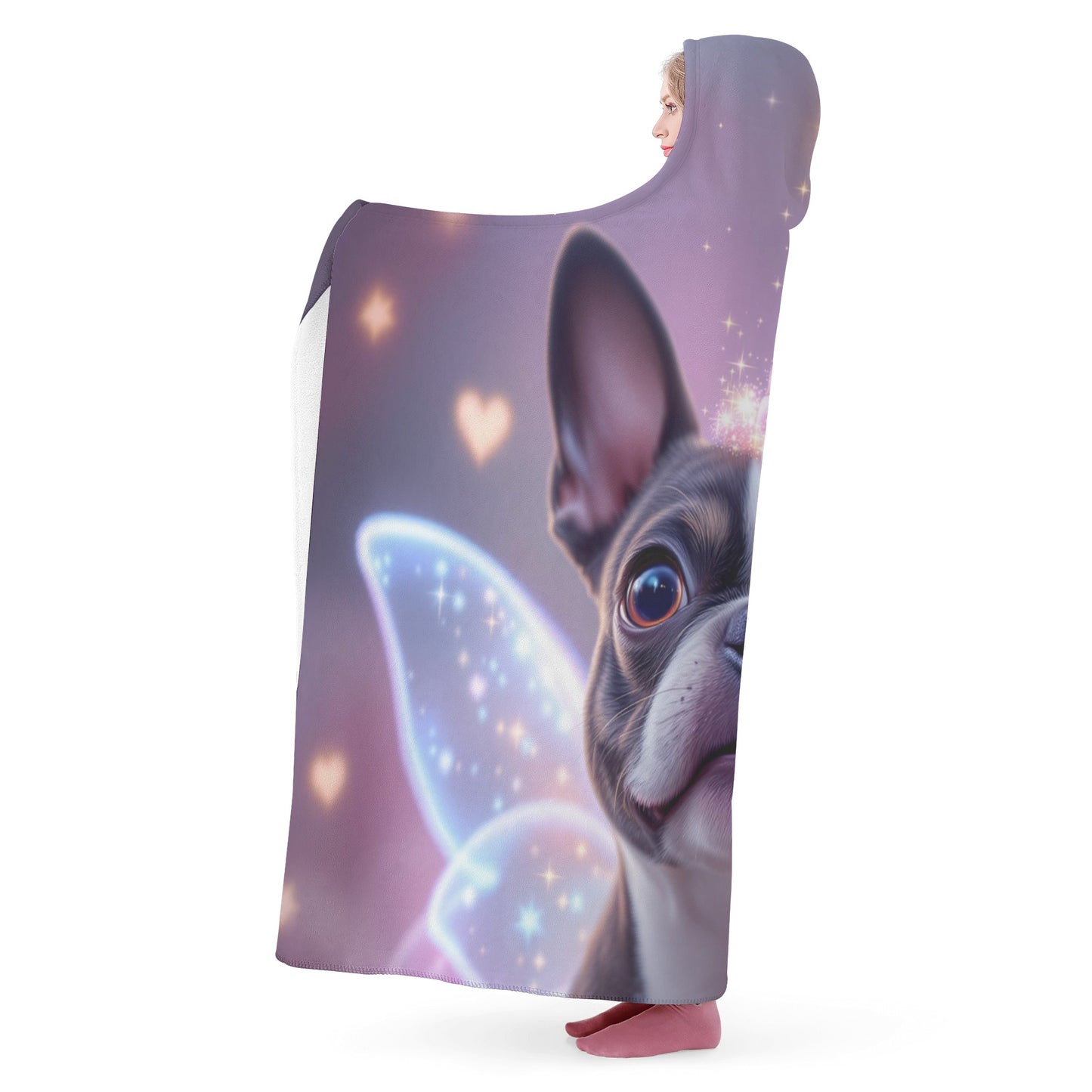 Magical Unicorn Dreams Boston Terrier Hooded Blanket for Adult for Kids