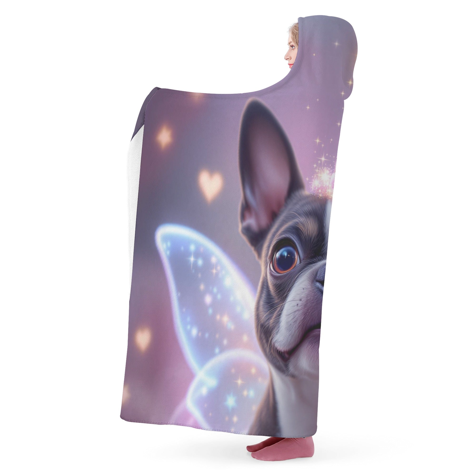 Magical Unicorn Dreams Boston Terrier Hooded Blanket for Adult for Kids