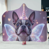 Magical Unicorn Dreams Boston Terrier Hooded Blanket for Adult for Kids