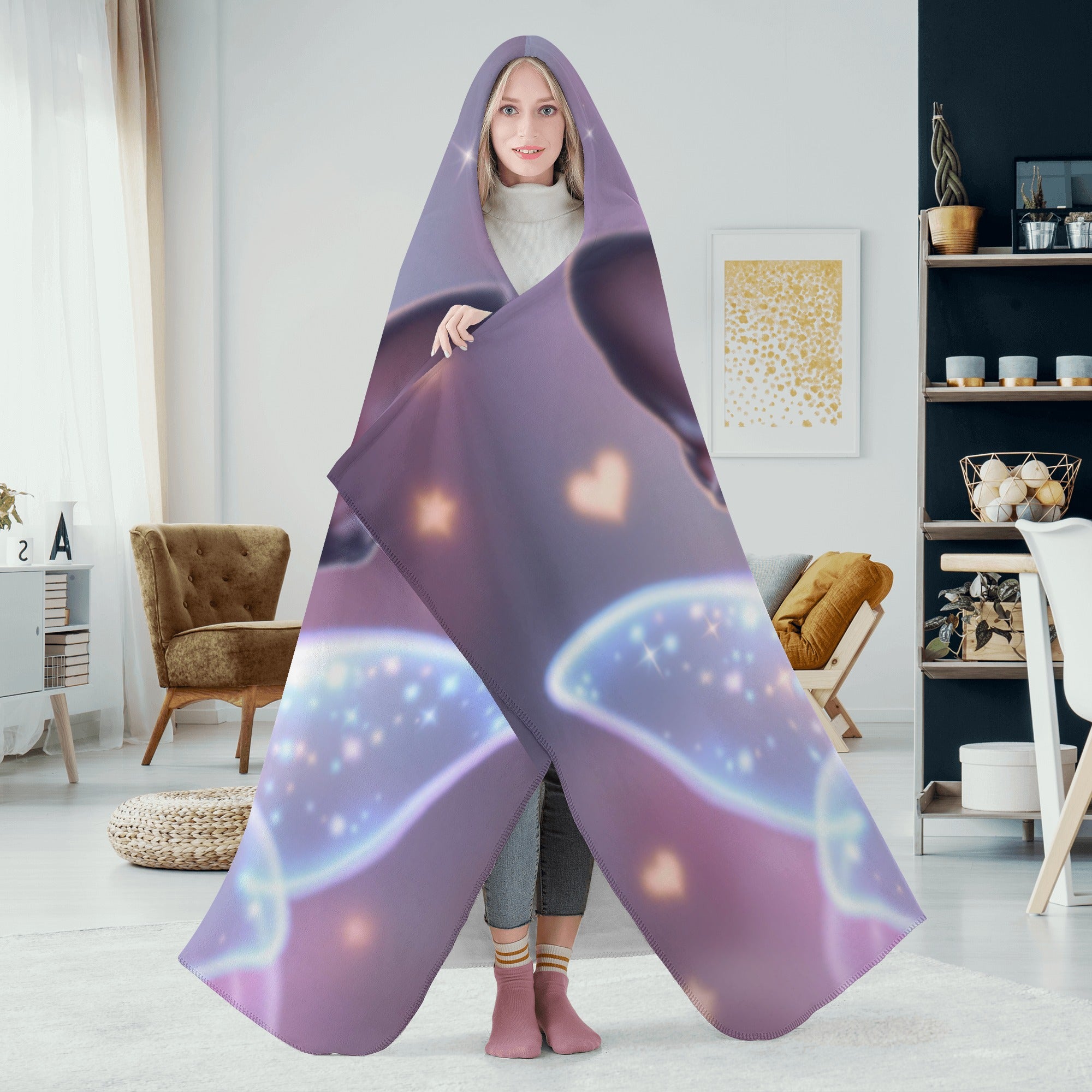 Magical Unicorn Dreams Boston Terrier Hooded Blanket for Adult for Kids