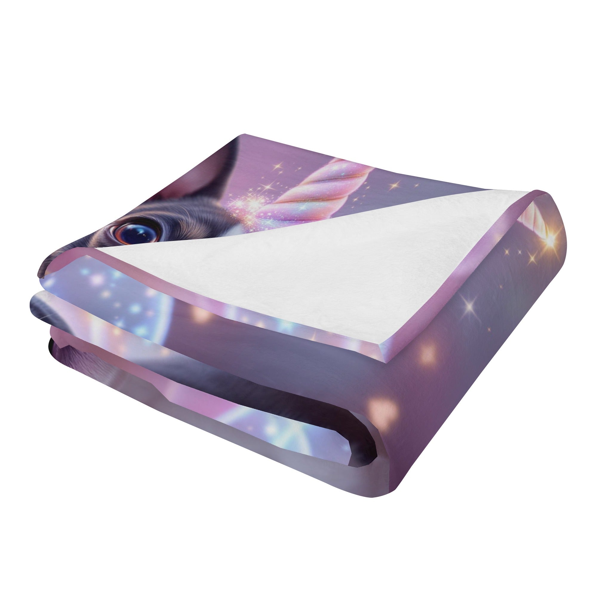 Magical Unicorn Dreams Boston Terrier Flannel Blanket