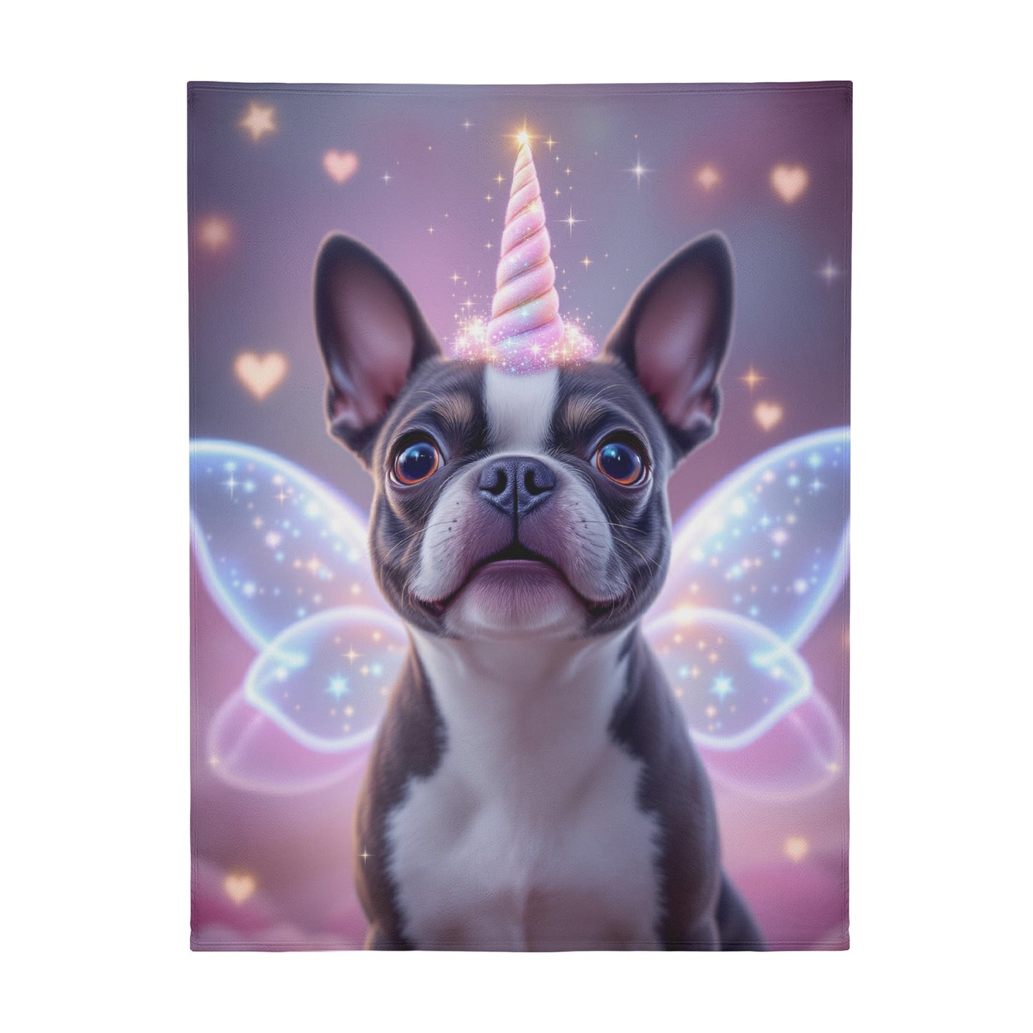 Magical Unicorn Dreams Boston Terrier Flannel Blanket