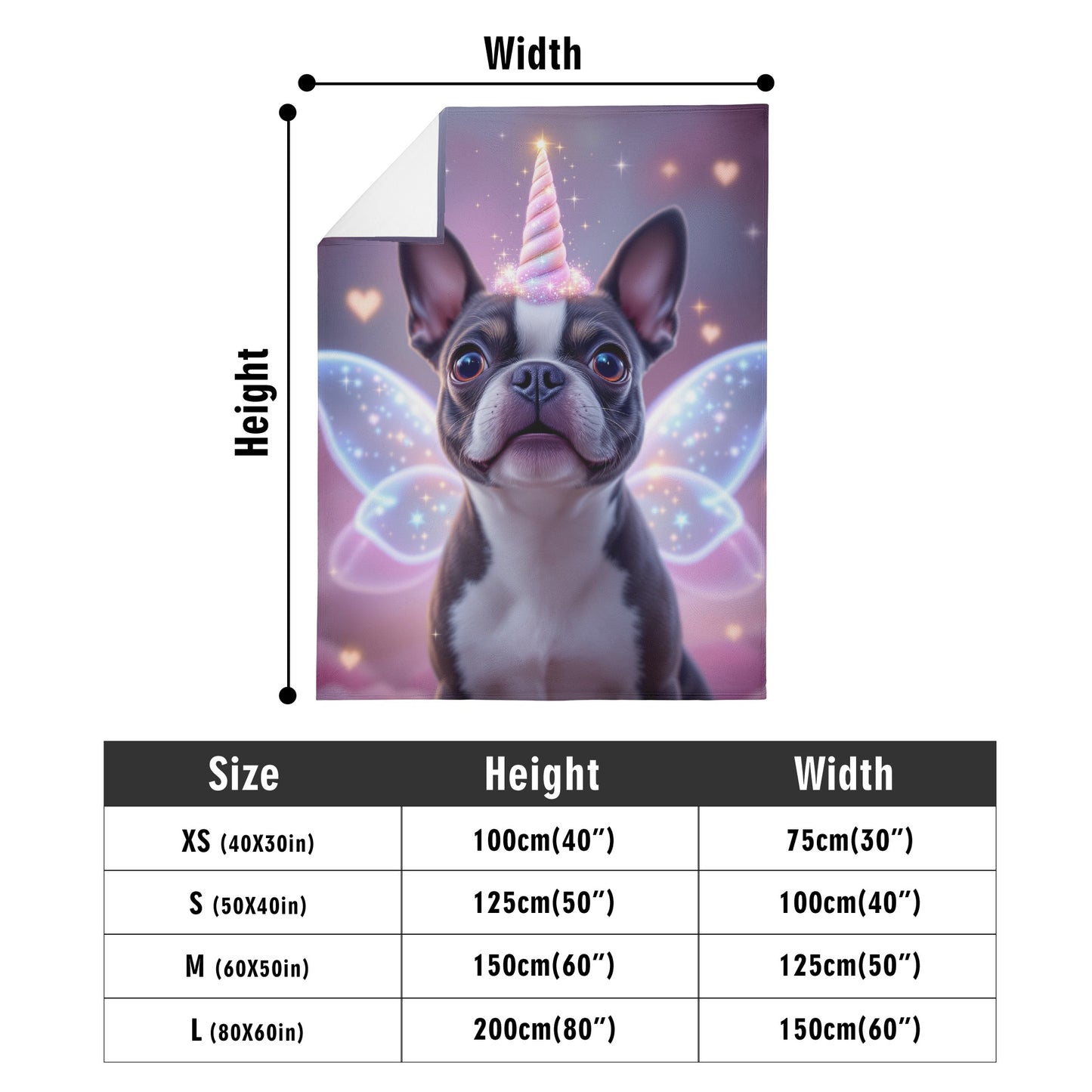 Magical Unicorn Dreams Boston Terrier Flannel Blanket