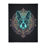 Aztec Polynezian Art Boston Terrier Dog Flannel Blanket